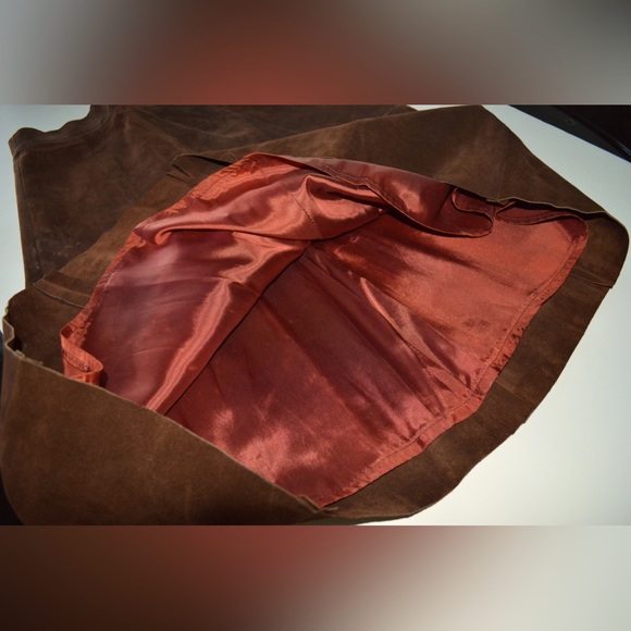 Women Vanity 2 Pieces Set 100% Leather Vest & Skirt Brown - Picture 14 of 14